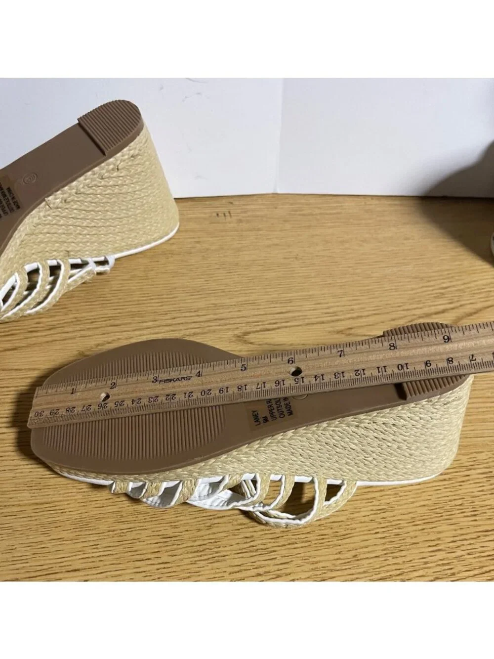 Beach by Matisse Laney Wedge Sandals White Braided Raffia Strappy Square Toe 9